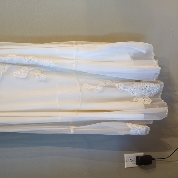 Y2k Newport News Ivory Sheer Beaded Maxi Dress Fairy Whimsigoth Wedding Vintage - Picture 10 of 13